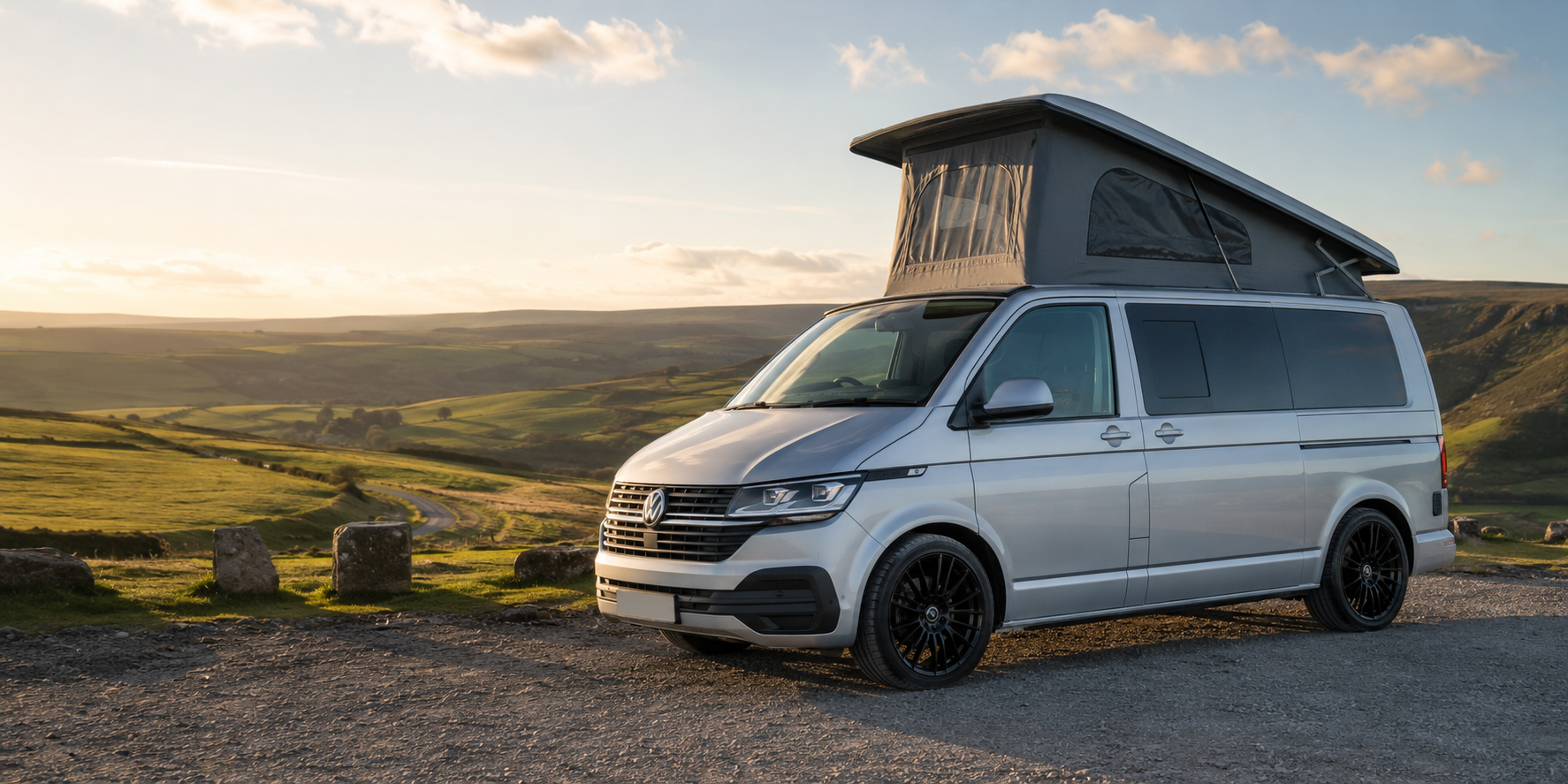 The silver long-wheelbase More To Life Camper